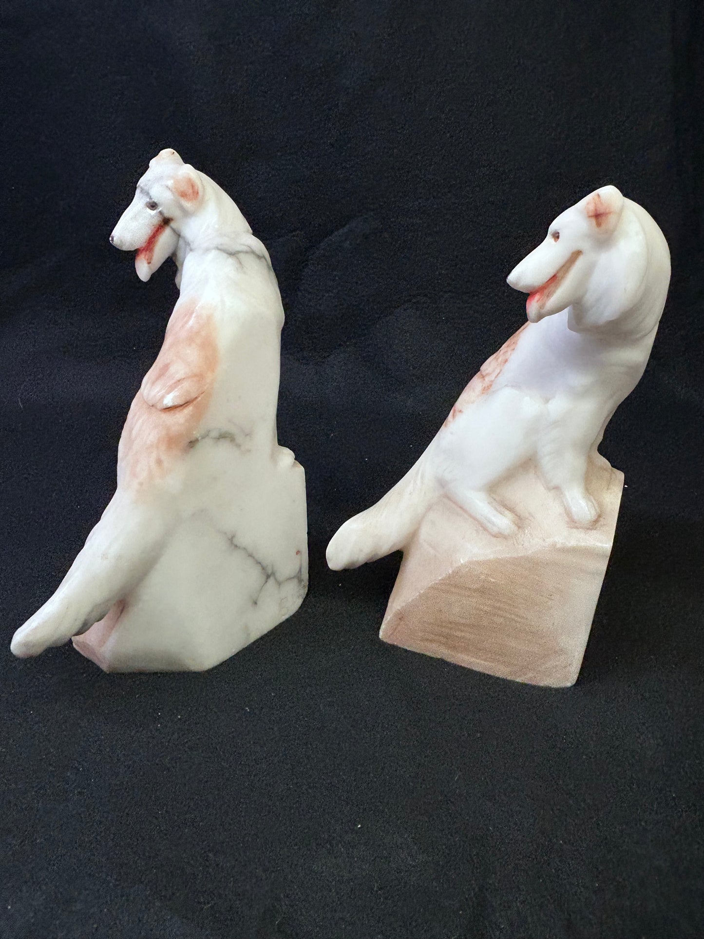 2 alabaster carved book ends- Italy